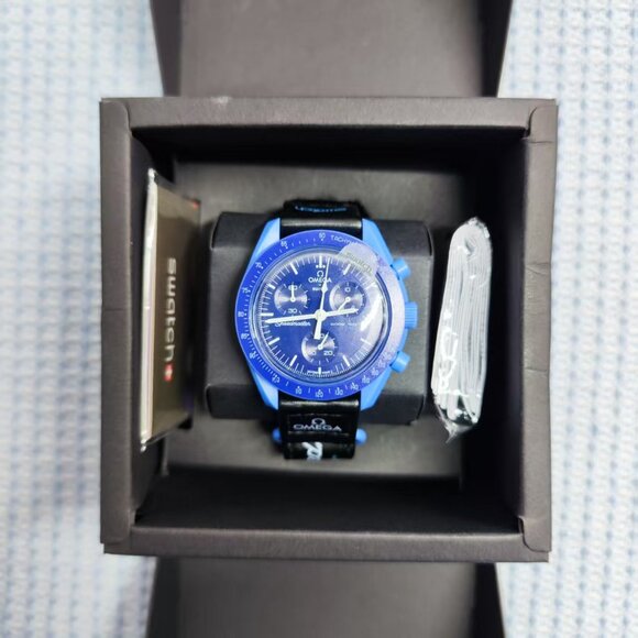 ✨Swatch x Omega Moonswatch Neptune | Ocean Blue Bioceramic | NASA-Grade Strap - Picture 3 of 4
